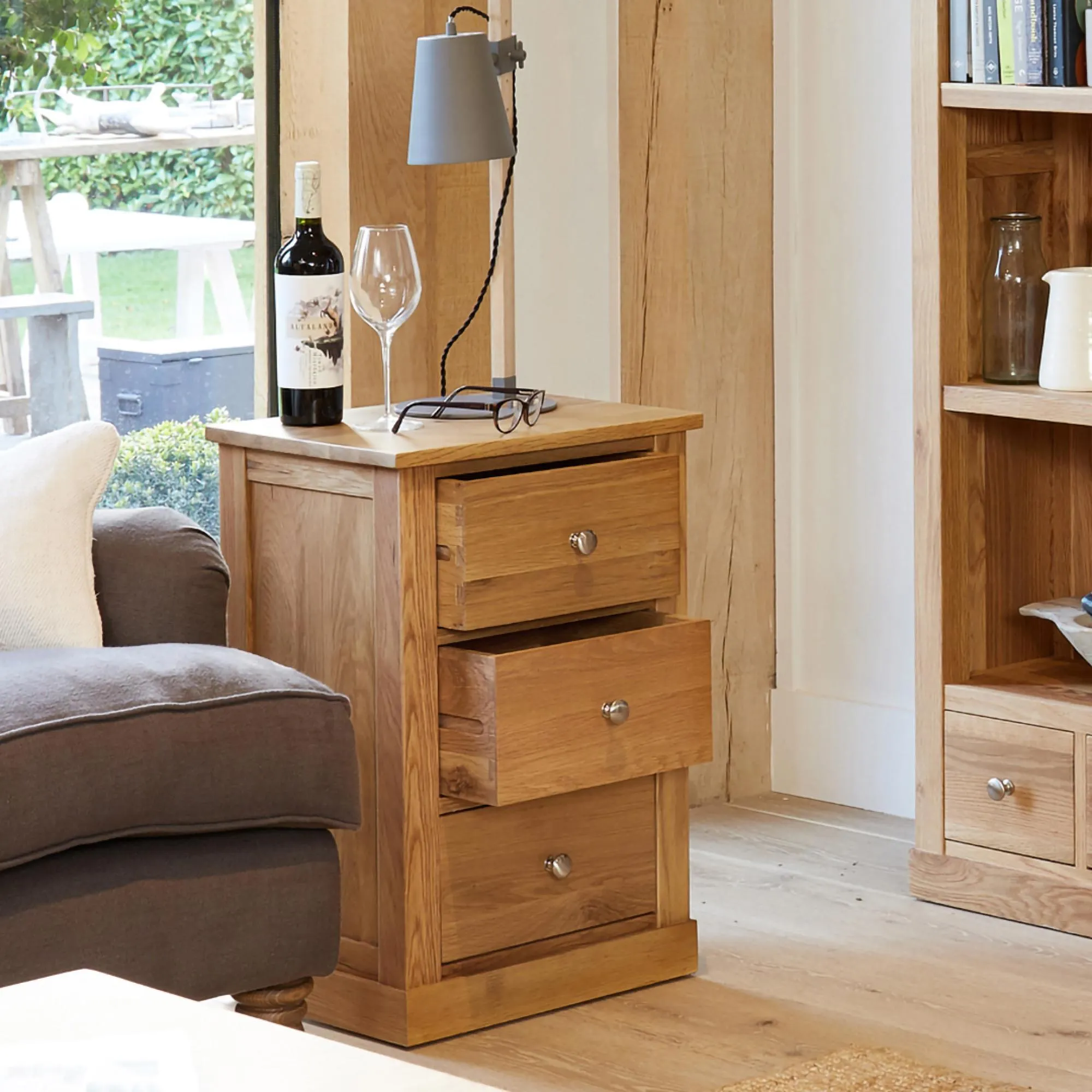 Martin Oak Bedside Cabinet - Satin Lacquer