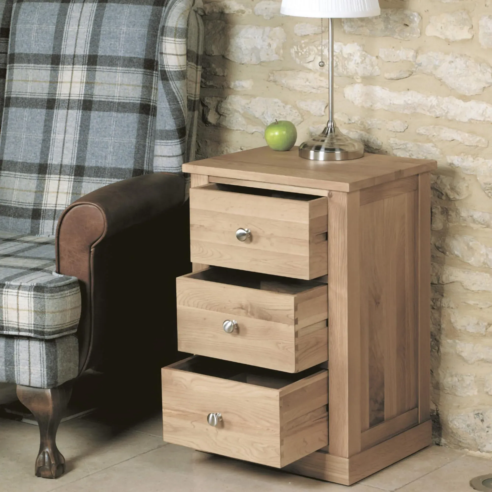 Martin Oak Bedside Cabinet - Satin Lacquer