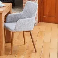 Martin Oak Dining Chair - Light Grey, Fabric