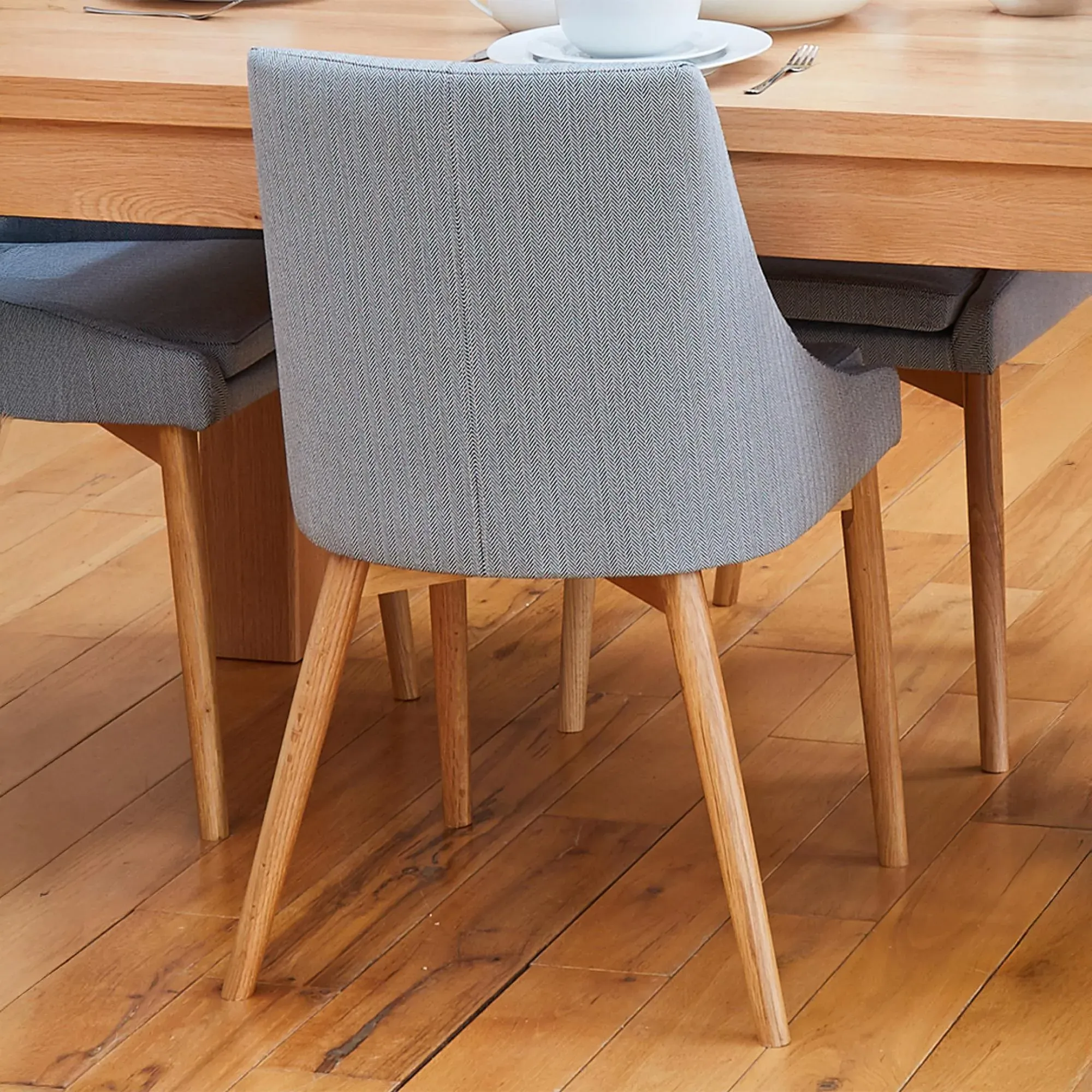 Martin Oak Dining Chair Set of 2 - Grey, Fabric