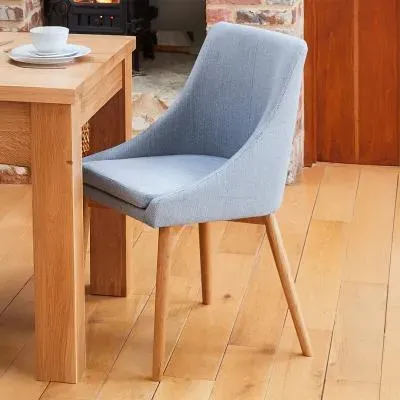 Martin Oak Dining Chair Set of 2 - Grey, Fabric