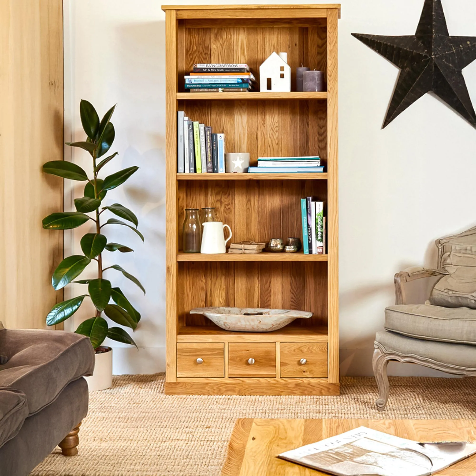 Martin Wide Bookcase - Oak