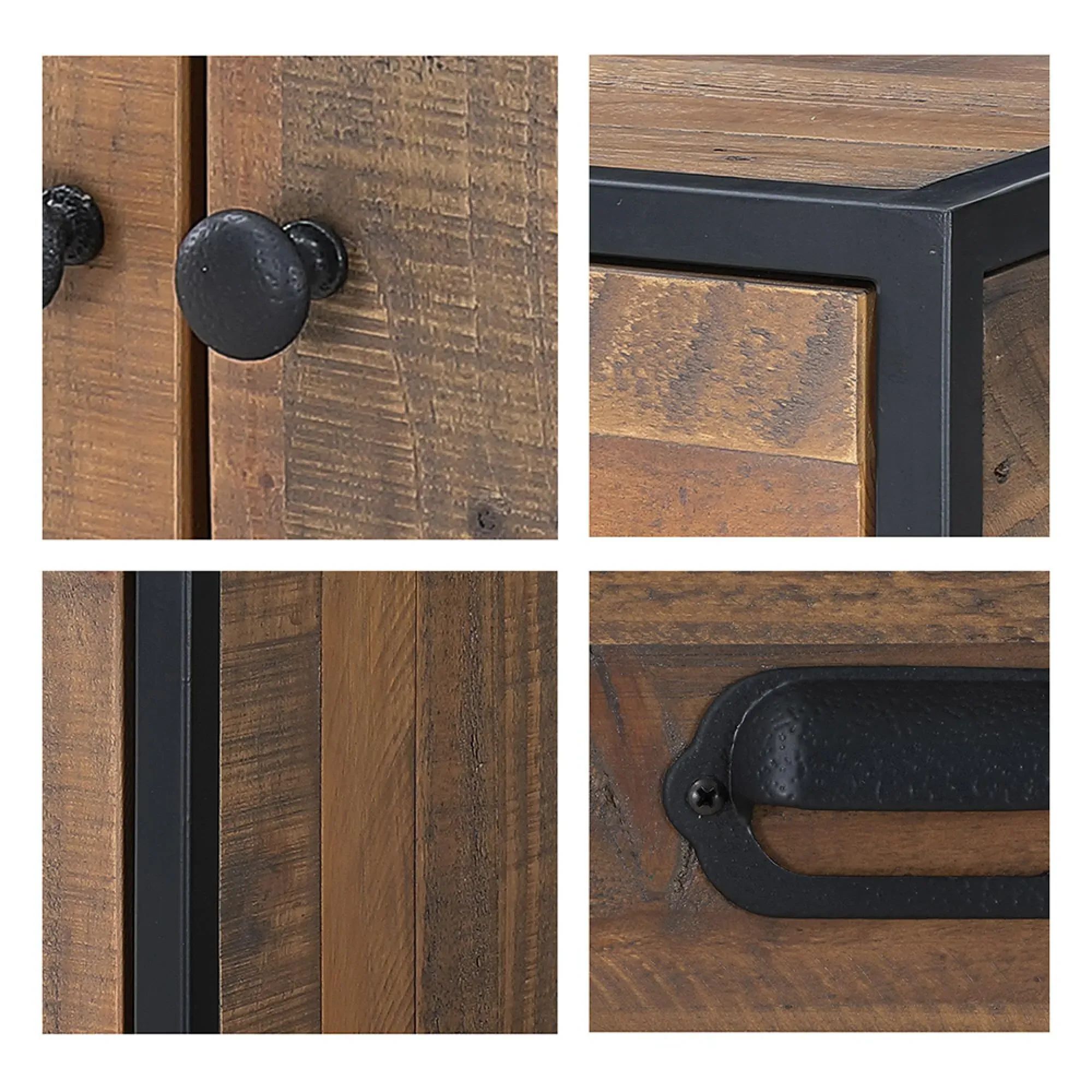 Olmsted 4 Door TV Unit - Natural, Reclaimed Wood