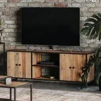 Olmsted 4 Door TV Unit - Natural, Reclaimed Wood