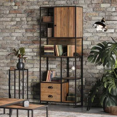 Olmsted Reclaimed Wood 2 Drawer Bookcase - Natural image