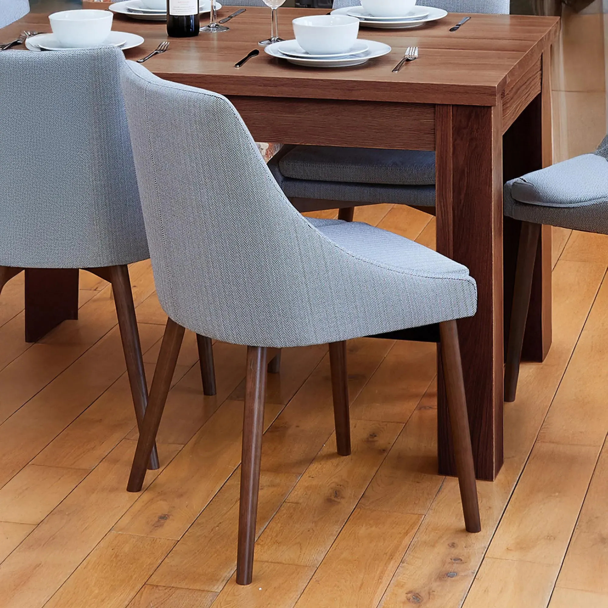 Shelby Dining Chair Set of 2 - Grey, Fabric