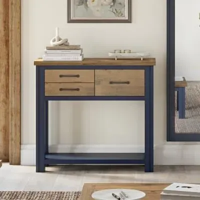 Spencer 3 Drawer Console Table - Blue, Lacquered image