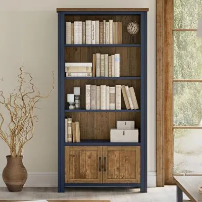 Spencer Blue Large Bookcase with 2 Doors - Lacquered image