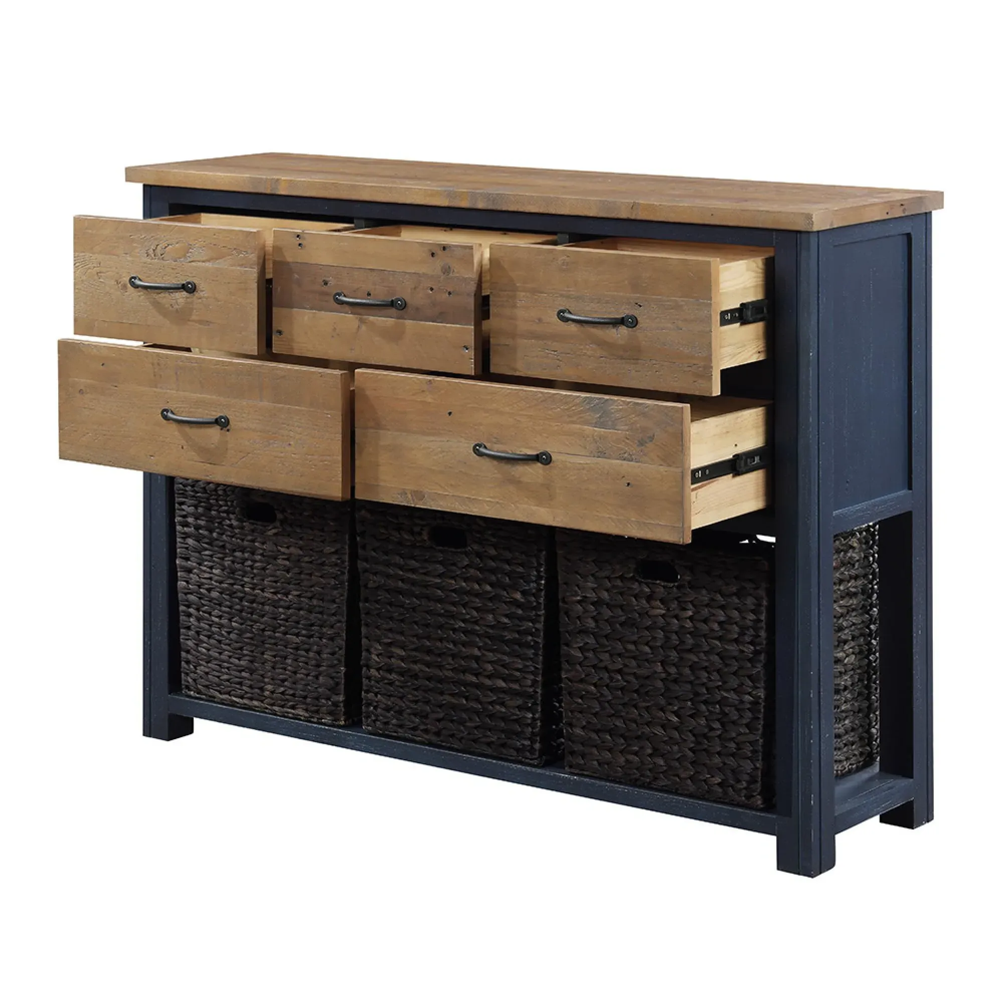 Spencer Medium Sideboard - 5 Drawers - Blue, Lacquered