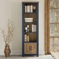 Spencer Narrow Bookcase with 2 Doors - Blue