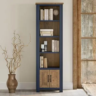Spencer Narrow Bookcase with 2 Doors - Blue image
