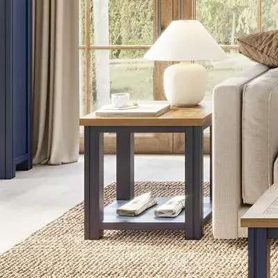 Spencer Square Lamp Table - Blue, Lacquered image