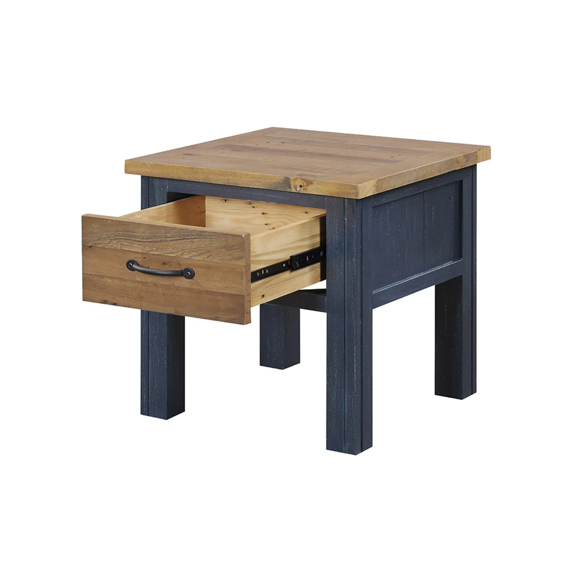 Spencer Square Lamp Table with Drawer - Blue, Lacquered