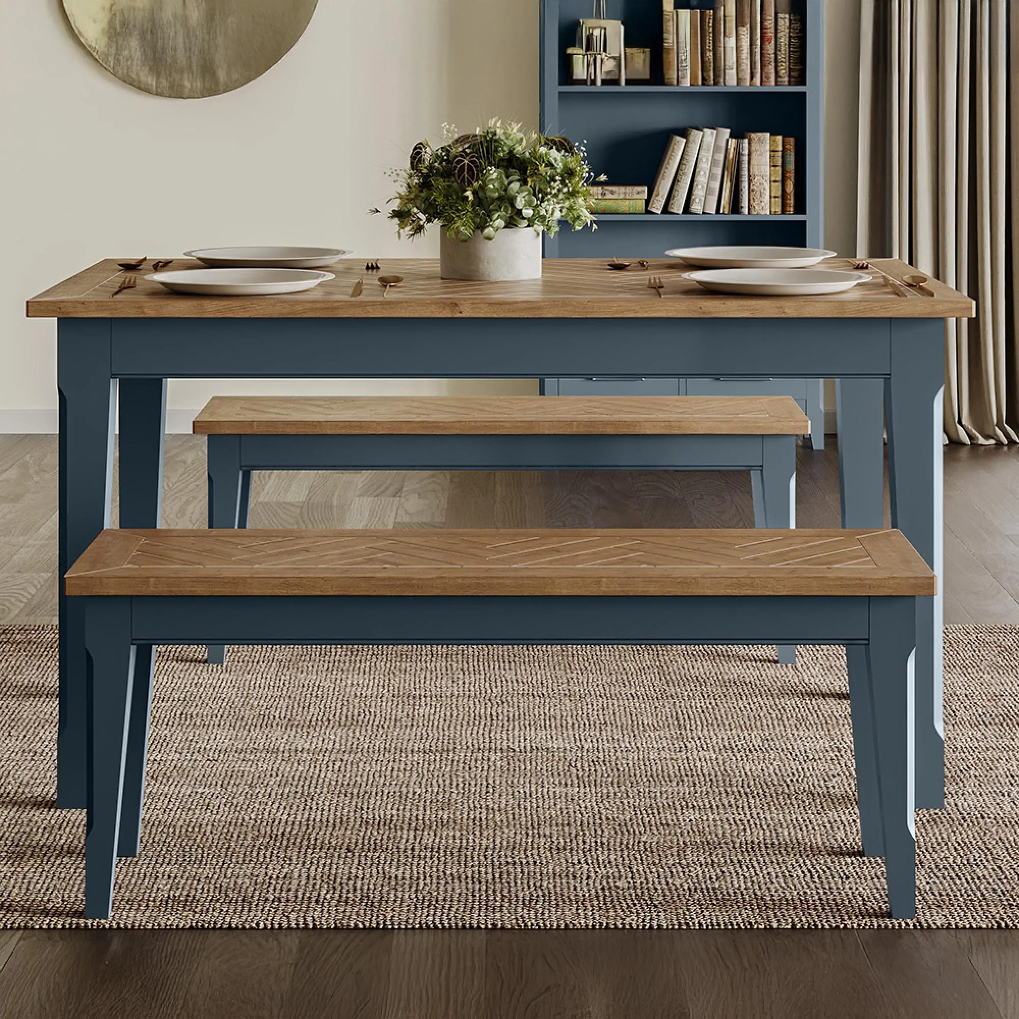 Stafford 140cm Dining Table - Blue, Lacquered