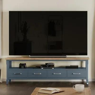 Stafford 180cm TV Unit - Blue, Lacquered