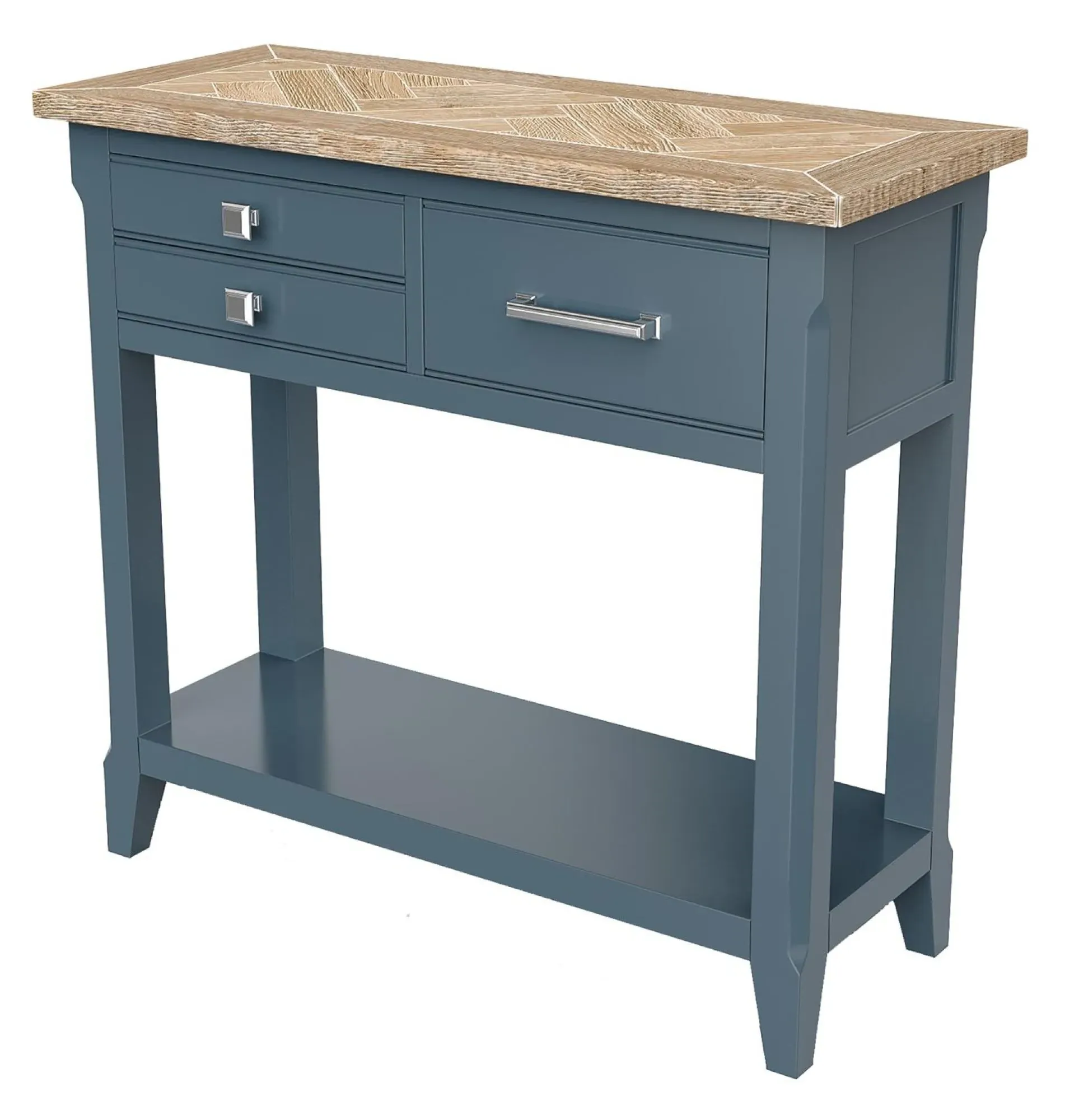 Stafford 3 Drawer Console Table - Blue, Lacquered