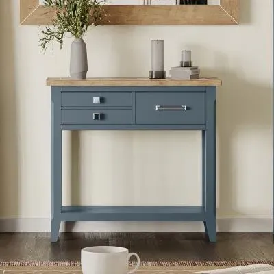 Stafford 3 Drawer Console Table - Blue, Lacquered