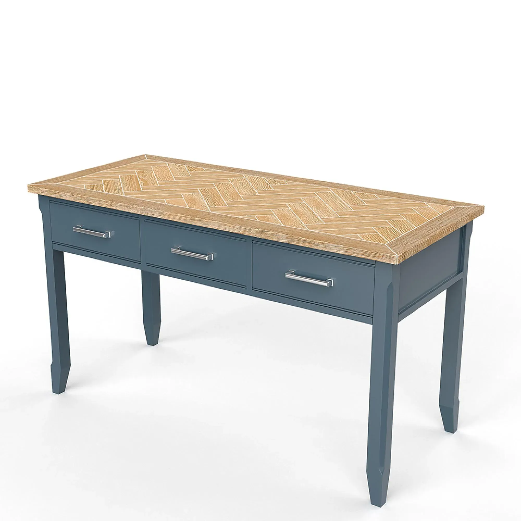 Stafford 3 Drawer Executive Desk - Blue, Lacquered