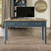 Stafford 3 Drawer Executive Desk - Blue, Lacquered