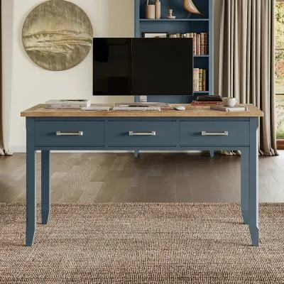 Stafford 3 Drawer Executive Desk - Blue, Lacquered image