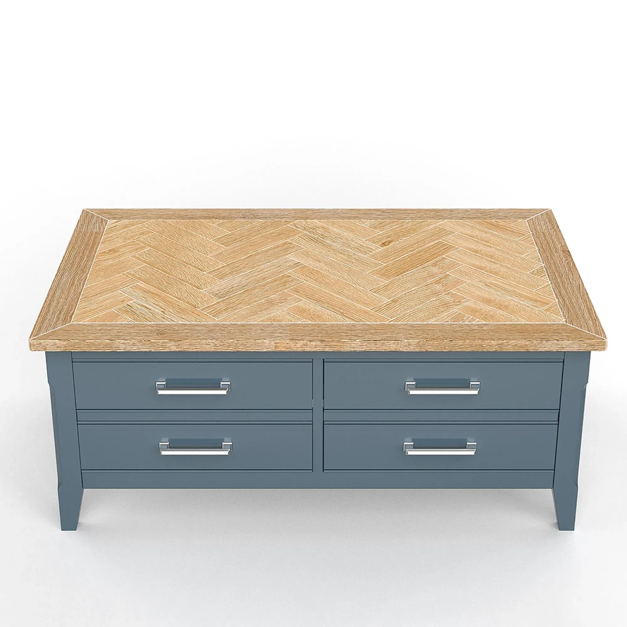 Stafford 4 Drawer Trunk Coffee Table - Blue, Lacquered