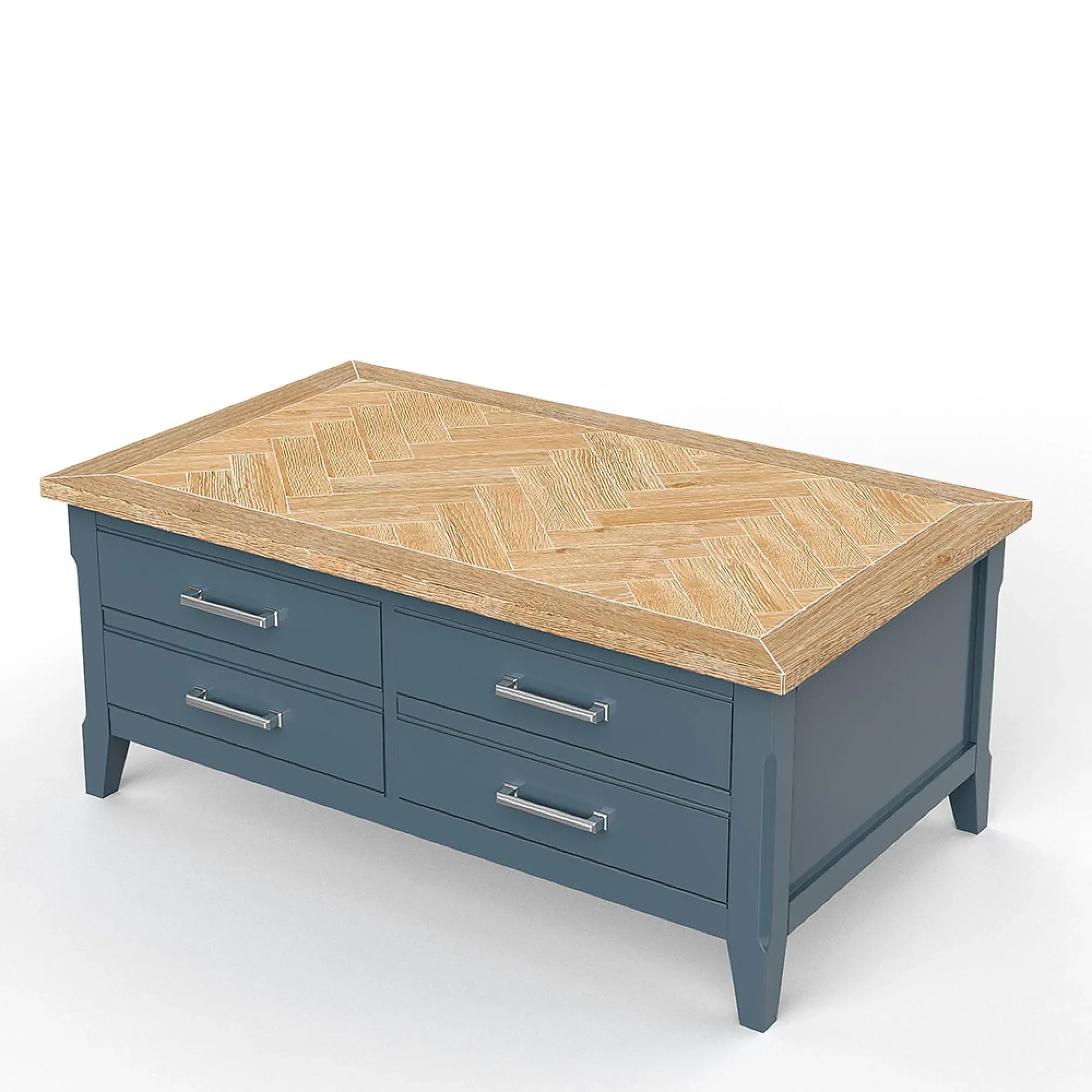 Stafford 4 Drawer Trunk Coffee Table - Blue, Lacquered