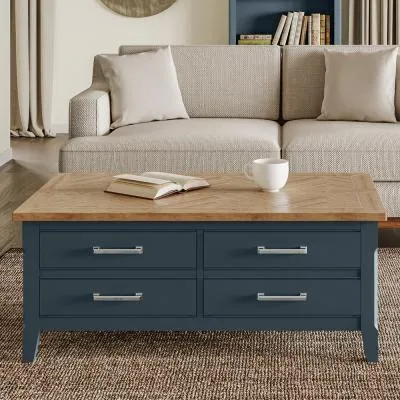 Stafford 4 Drawer Trunk Coffee Table - Blue, Lacquered image