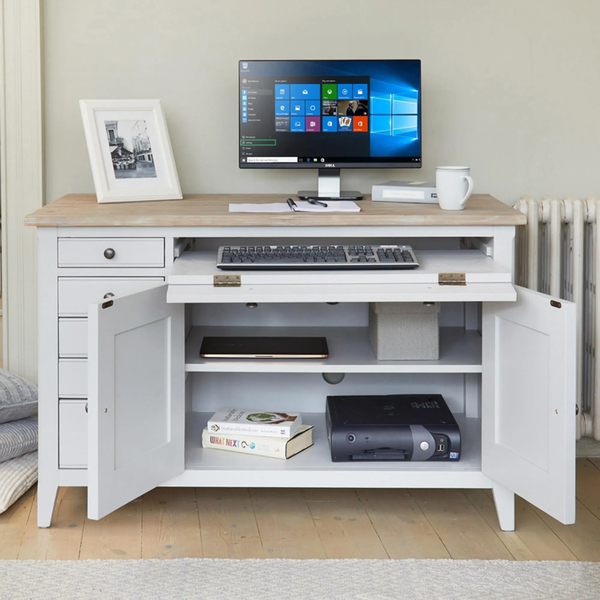 Stafford Hidden Home Office Desk - Grey