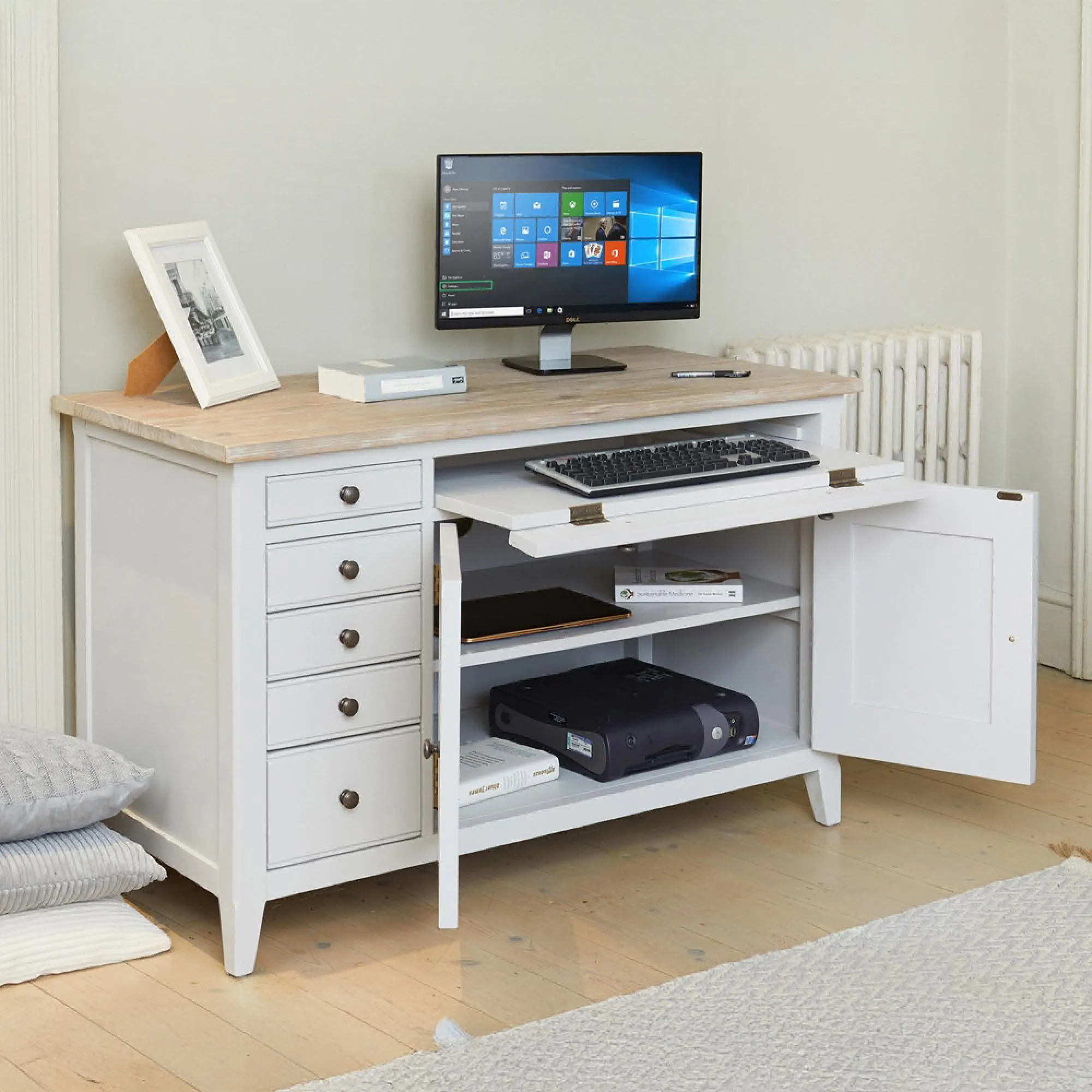 Stafford Hidden Home Office Desk - Grey