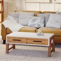 Trego 2 Drawer Coffee Table - White, Reclaimed Wood