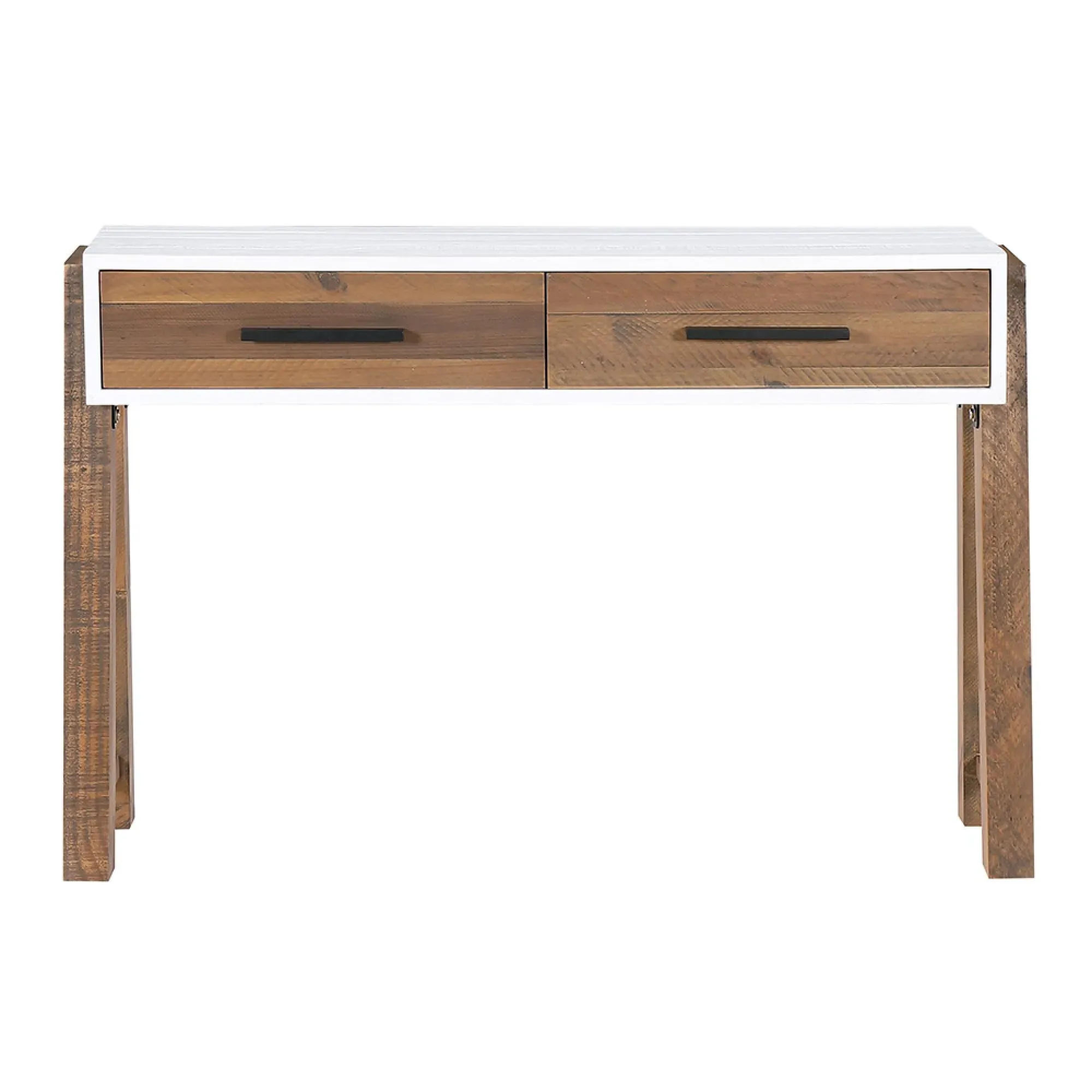 Trego 2 Drawer Console Table - White, Reclaimed Wood