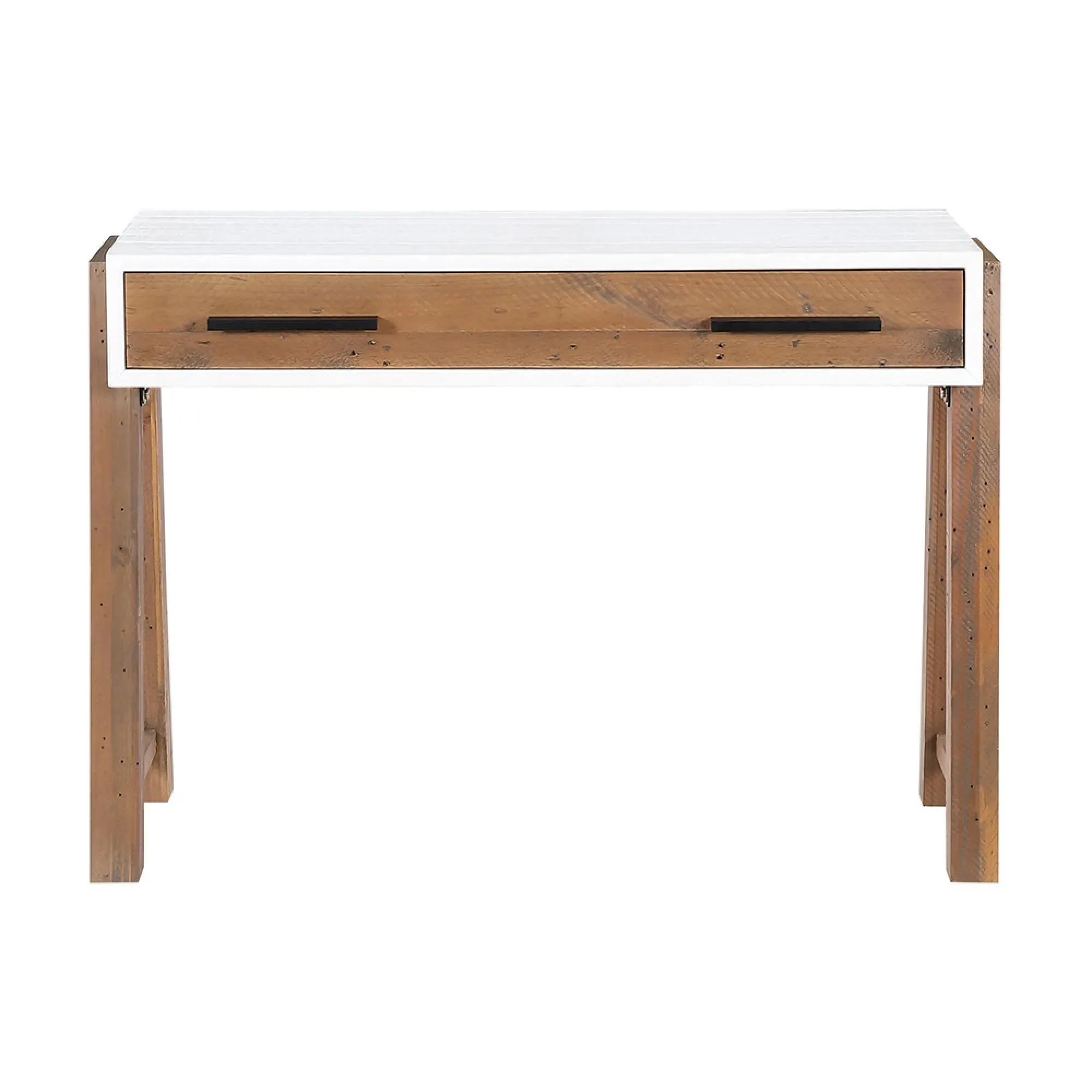 Trego 2 Drawer Office Desk - White, Reclaimed Wood