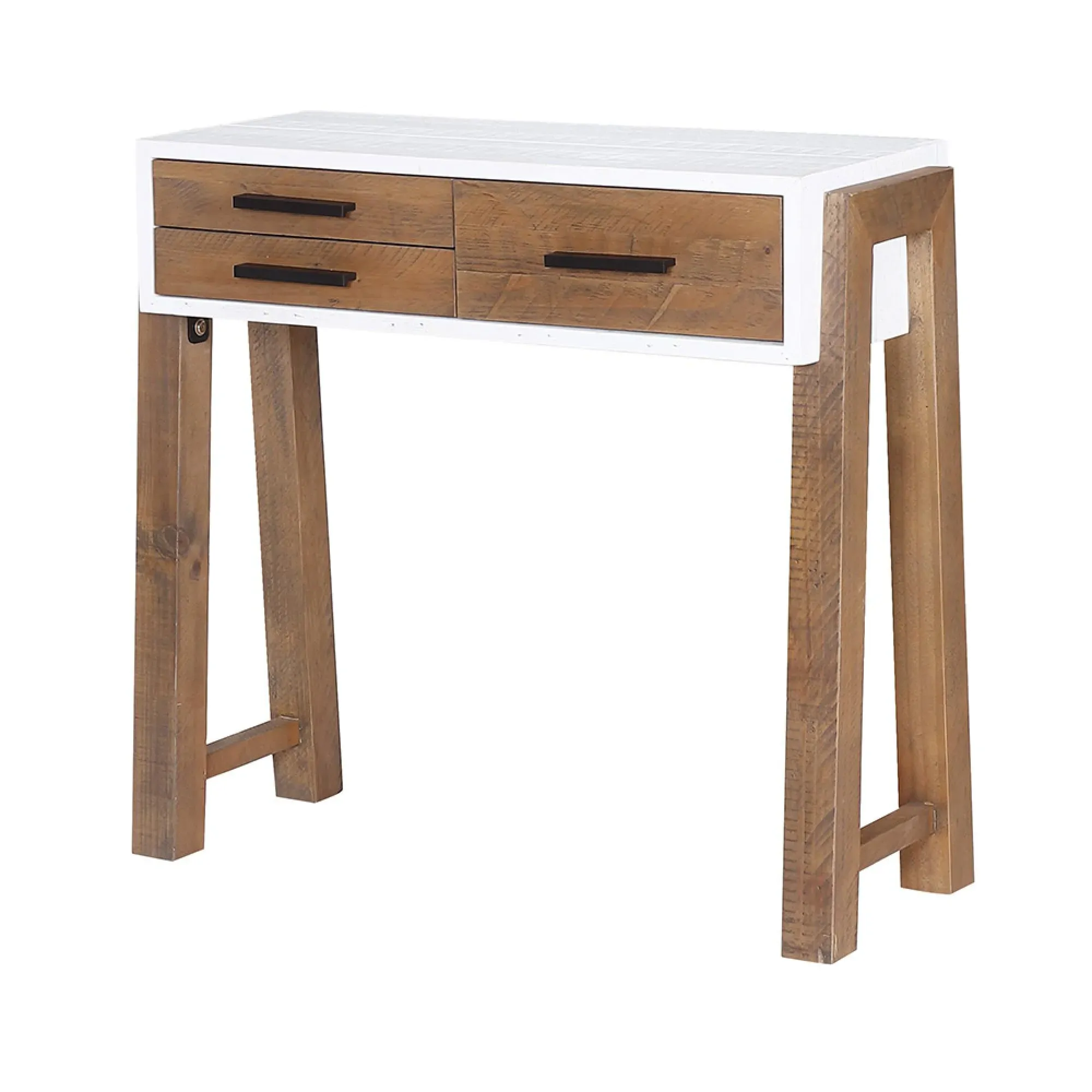 Trego 3 Drawer Console Table - White, Reclaimed Wood