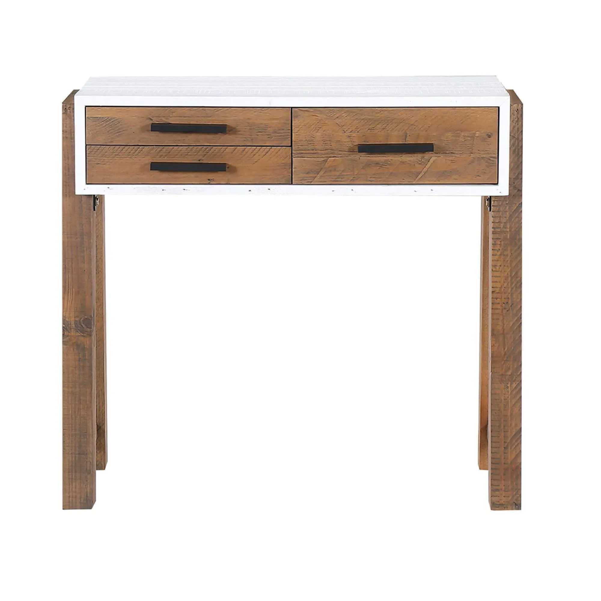 Trego 3 Drawer Console Table - White, Reclaimed Wood