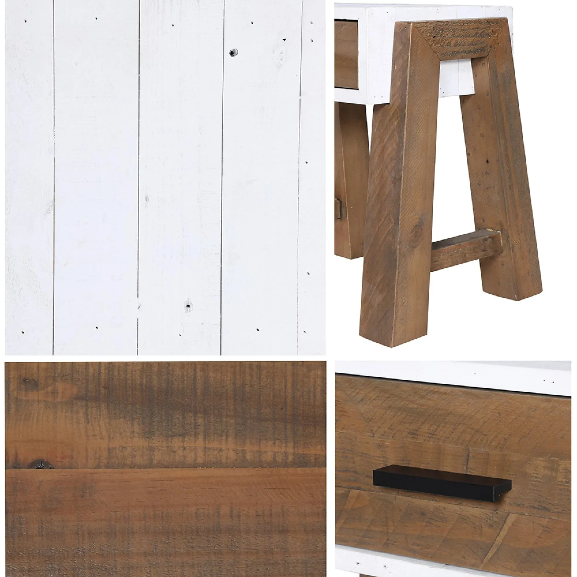Trego 3 Drawer Console Table - White, Reclaimed Wood