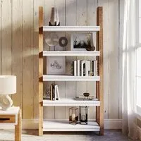 Trego Open Bookcase - White, Reclaimed Wood