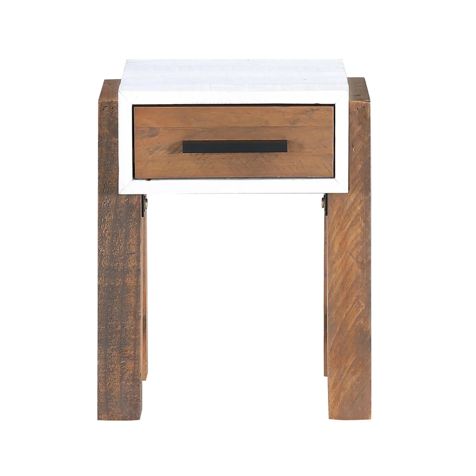Trego Reclaimed Wood 1 Drawer Side Table - White