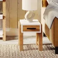 Trego Reclaimed Wood 1 Drawer Side Table - White