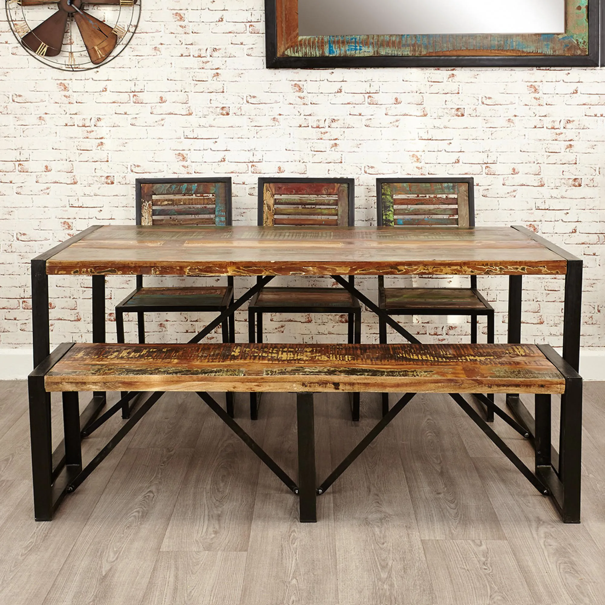 Urmston 6-Seater Dining Table - Satin Lacquer, Reclaimed Wood