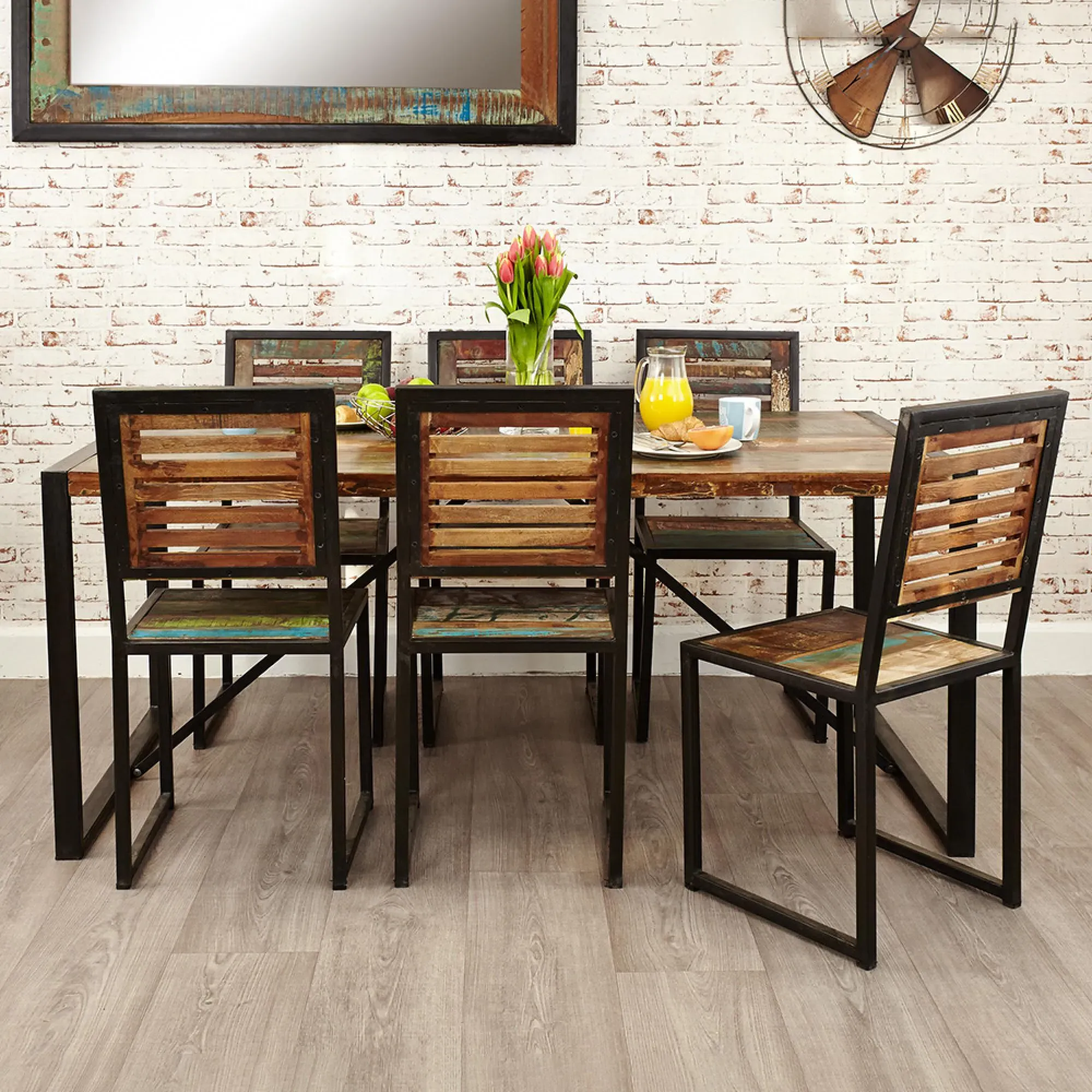 Urmston 6-Seater Dining Table - Satin Lacquer, Reclaimed Wood