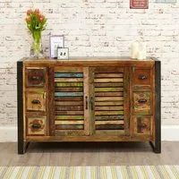 Urmston Reclaimed 2 Door 6 Drawer Sideboard - Satin Lacquer