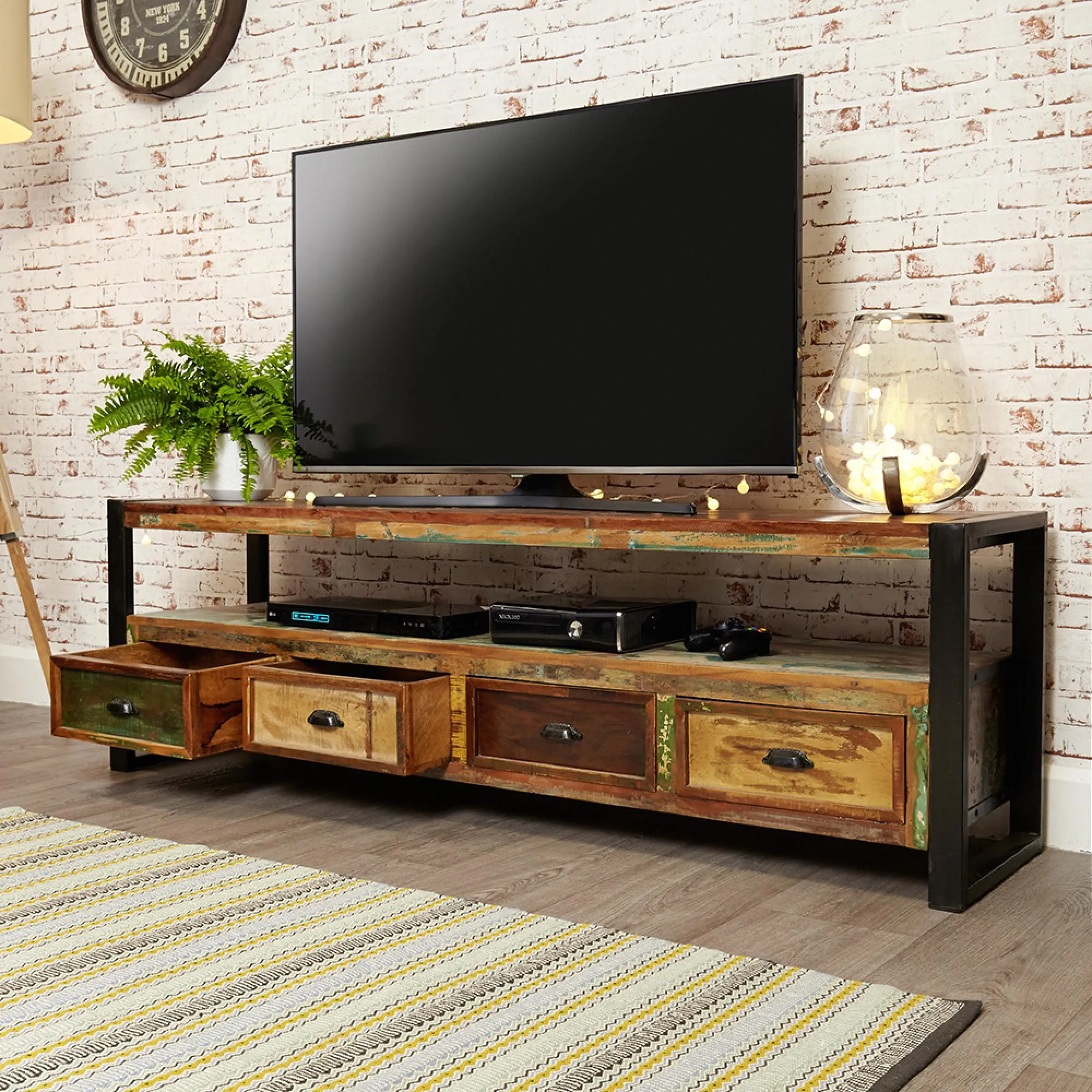 Urmston Reclaimed 4 Drawer TV Cabinet - Satin Lacquer