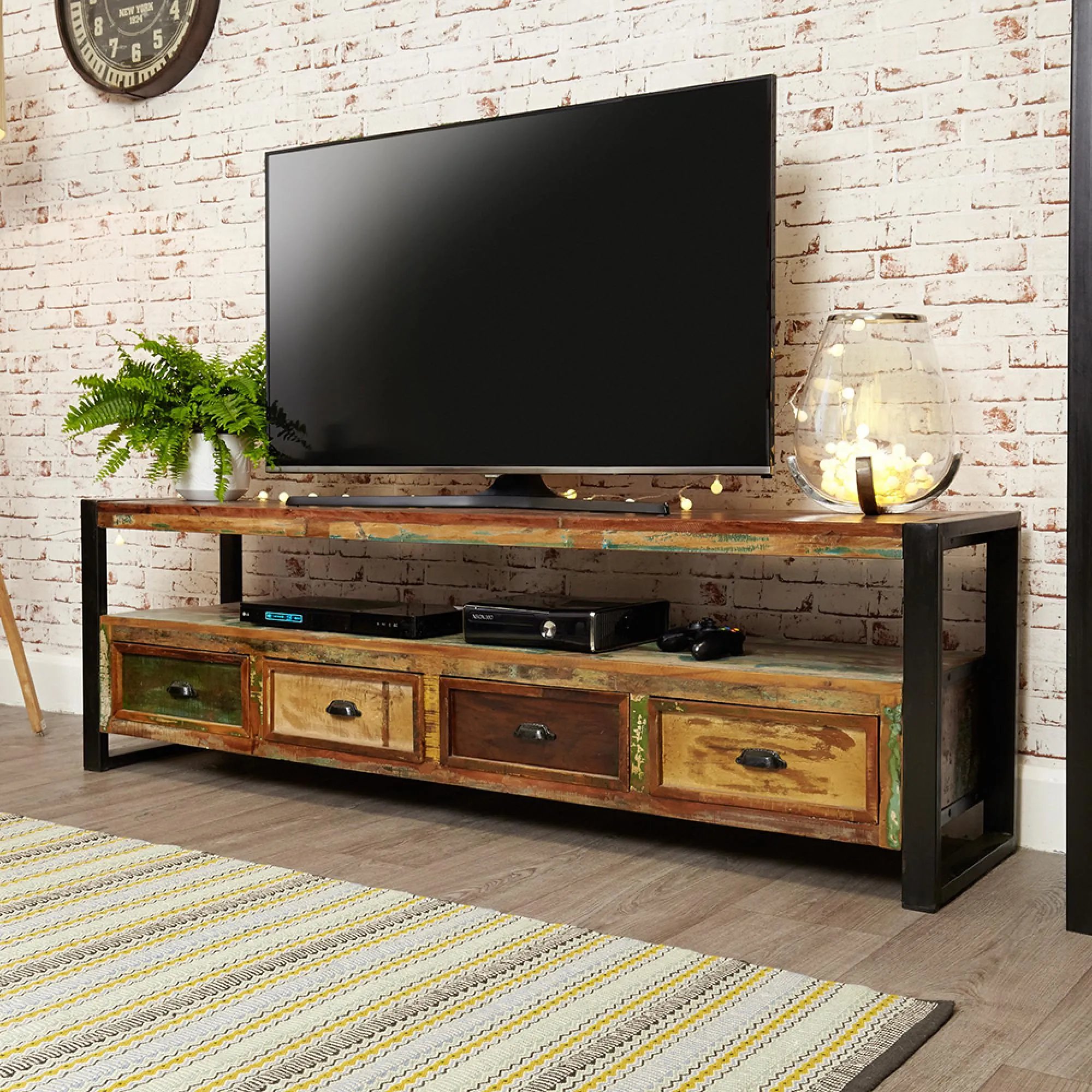 Urmston Reclaimed 4 Drawer TV Cabinet - Satin Lacquer