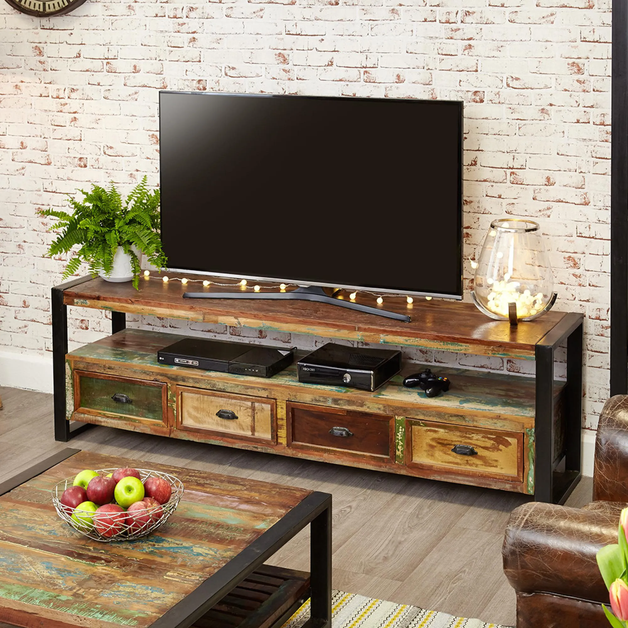 Urmston Reclaimed 4 Drawer TV Cabinet - Satin Lacquer