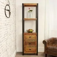 Urmston Reclaimed Alcove Bookcase with 3 Drawers - Satin Lacquer