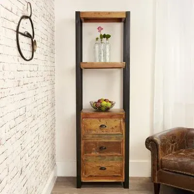 Urmston Reclaimed Alcove Bookcase with 3 Drawers - Satin Lacquer