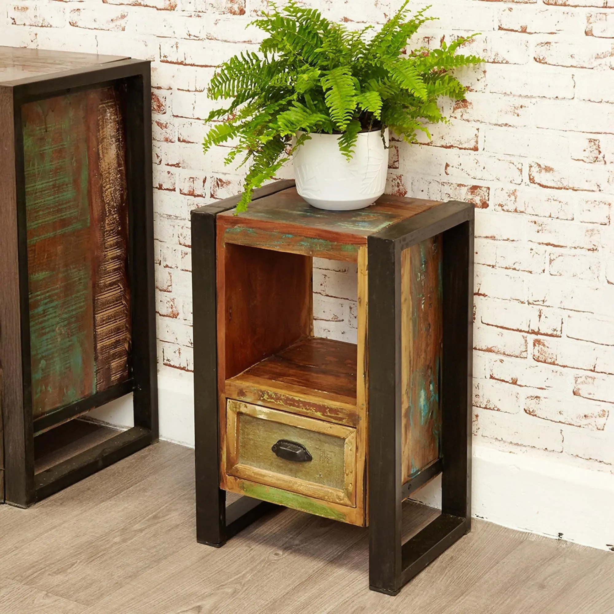 Urmston Reclaimed Bedside Cabinet - Satin Lacquer