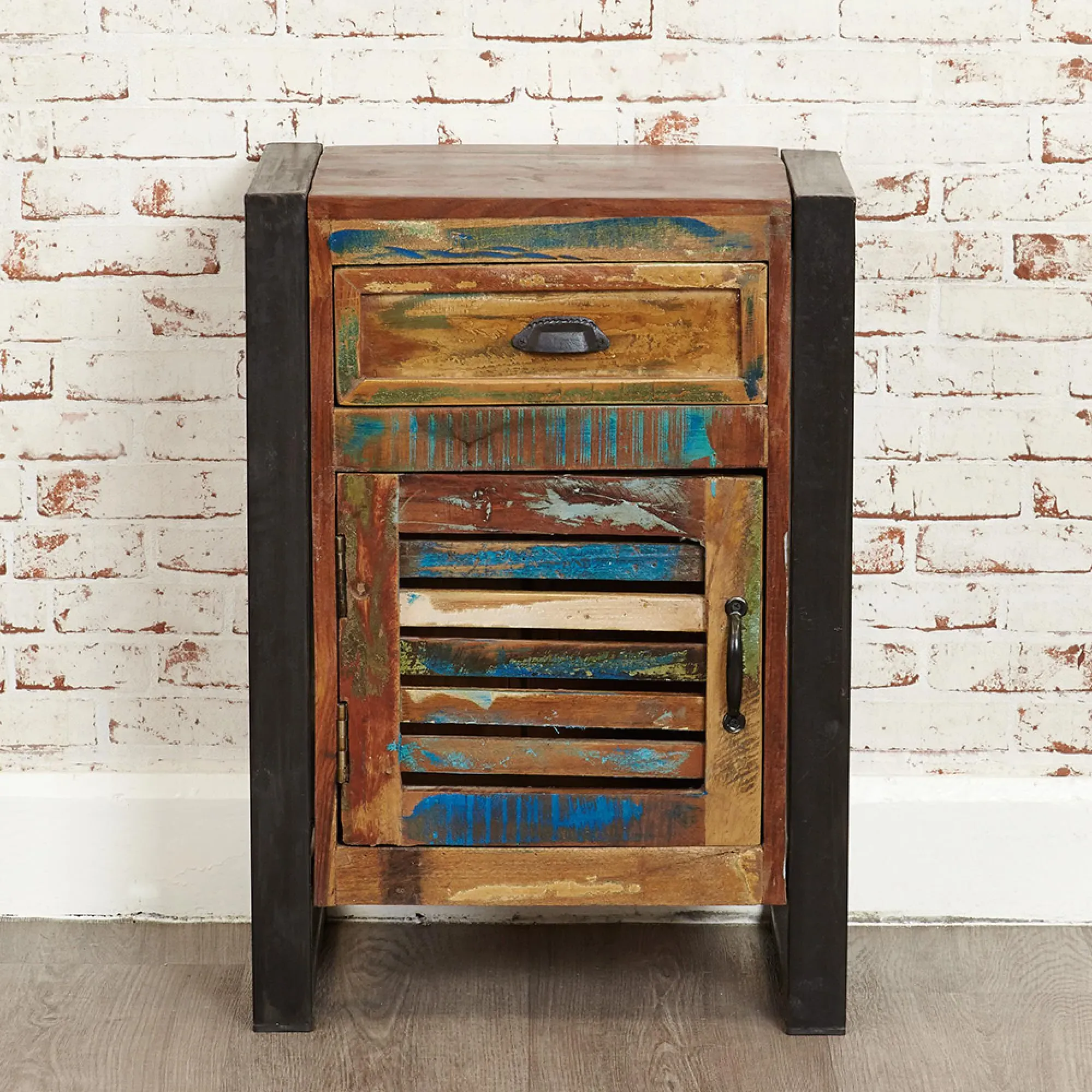 Urmston Reclaimed Lamp Table with Storage - Satin Lacquer