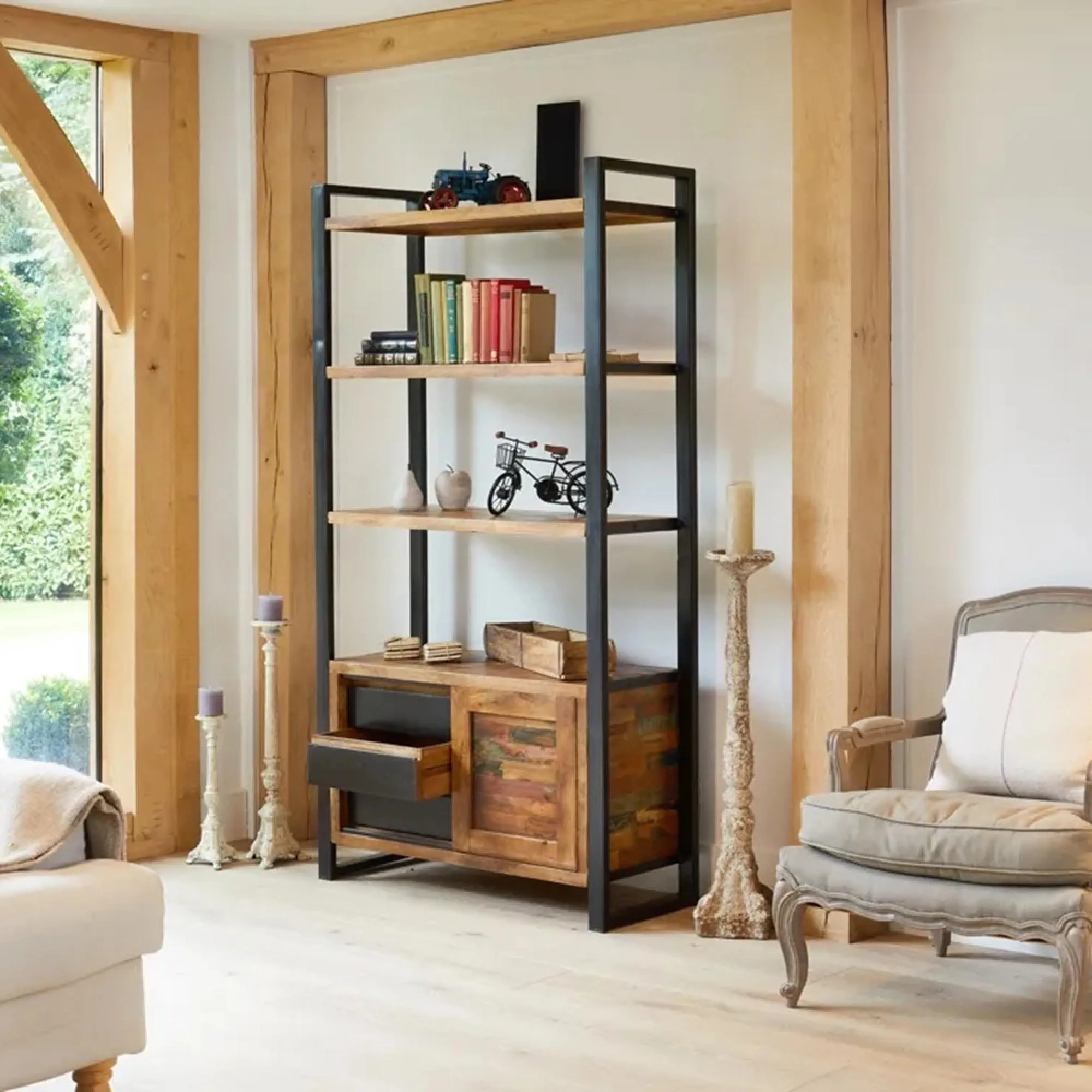 Urmston Reclaimed Large Bookcase with Storage