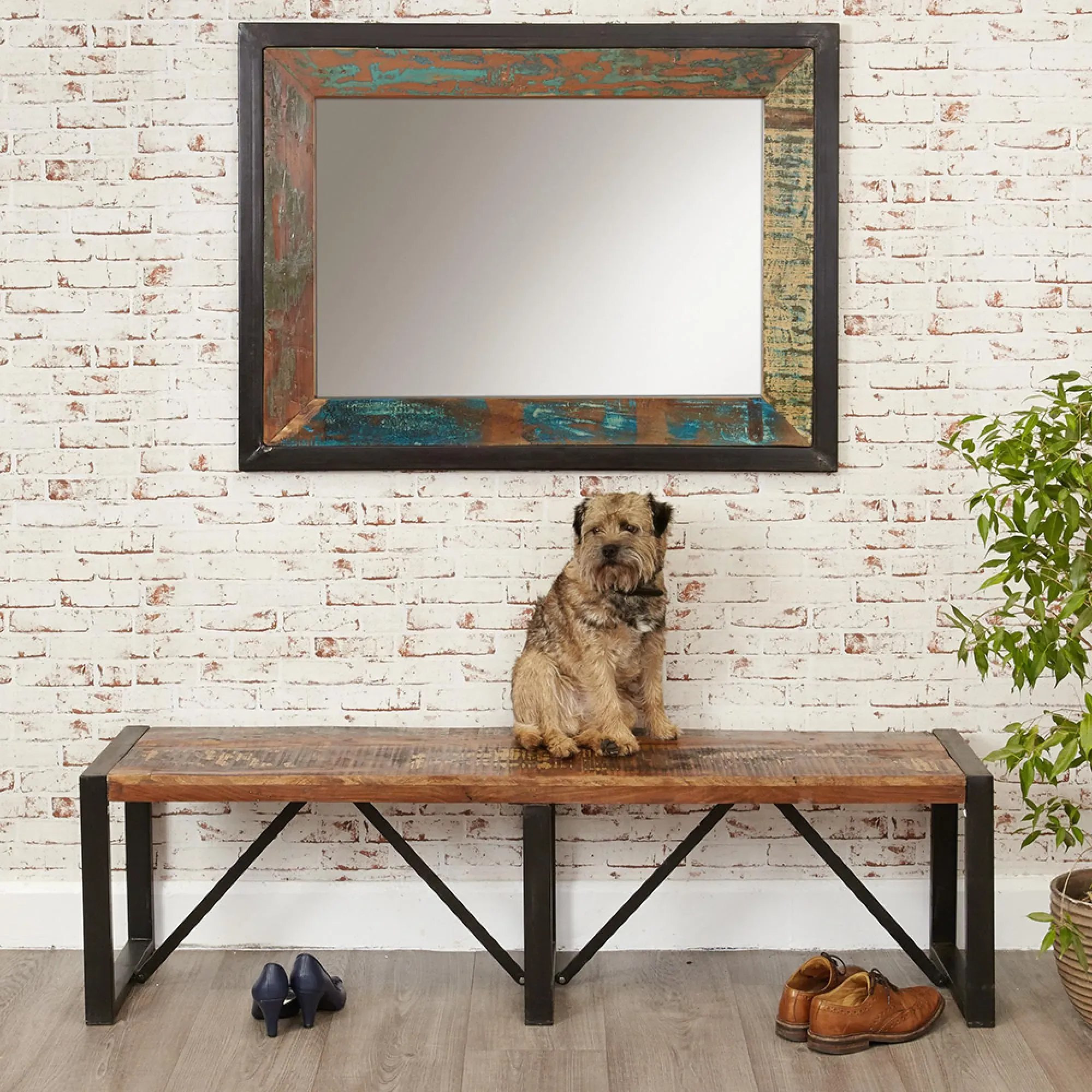 Urmston Reclaimed Large Dining Bench - Satin Lacquer